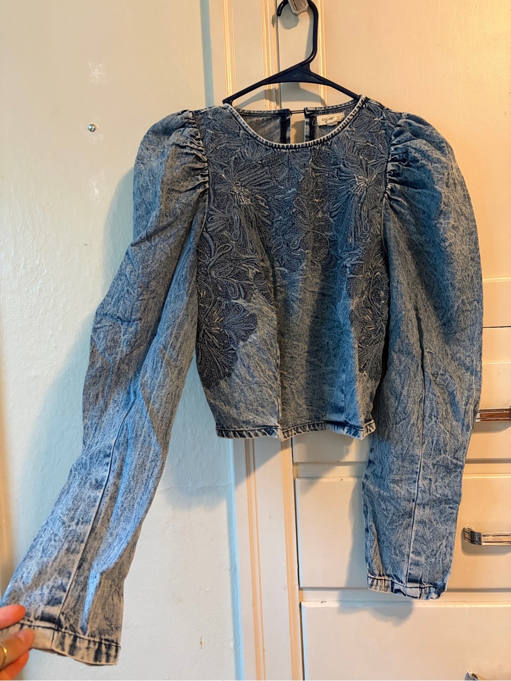 Pilcro Embroidered Denim Blouse
